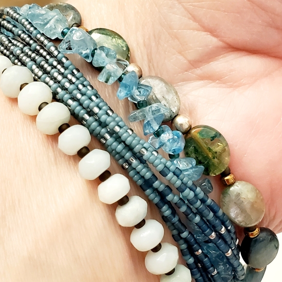 Multi-Strand Blue Bead & Gemstone Bracelet by SILPADA .925 toggle - Picture 5 of 8